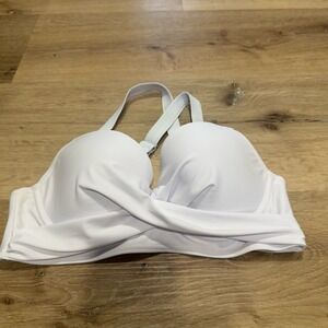 Aqua Eve White Twist Front Push Up Bikini Top Adjustable Straps Size Small
